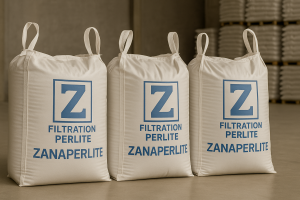 کیسه‌های پرلیت فیلتراسیون برند ZANAPERLITE با بسته‌بندی مقاوم صنعتی 